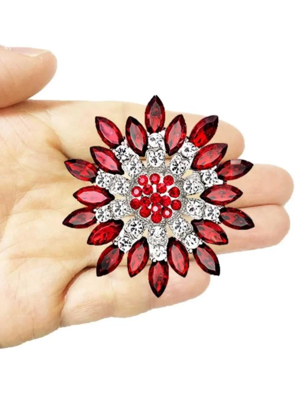 4Pcs Rhinestone Crystal Brooch Set - Large Fashion Jewelry Accessories Lot